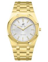 Beverly Hills Polo Club Men's Slim Analog Watch, Silver Dial  With Golden Metal Band, BP3825X.130